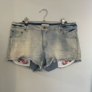 Altar'd State Jean Shorts with Floral Embroidery Size 30